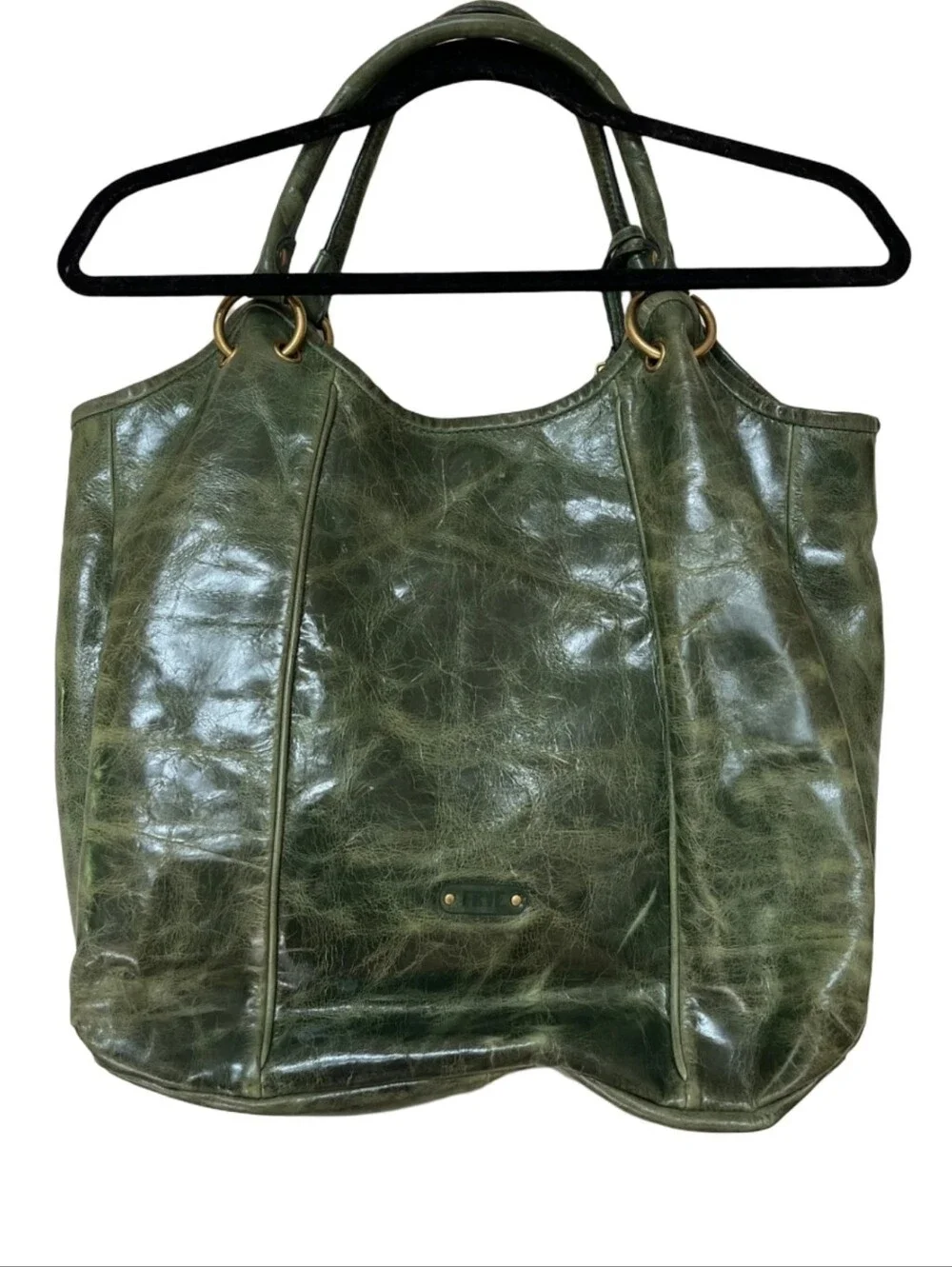 Frye Jade Layla Whipstitch XL Hobo Purse Western distressed green leather Bag